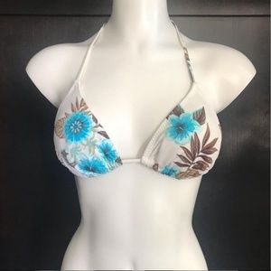 Radio Fiji Blue & white floral triangle bikini top